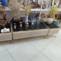 میز عسلی فلزی مبله طلایی