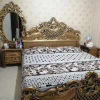 تخت خواب دونفره تمام چوب دست ساز سفارشی با چوب راش