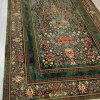 فرش ماشینی ابریشمی طرح دستباف نقشه باغ گل|فرش|تهران, امین حضور|دیوار