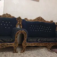 مبل نیمه سلطنتی سرمه ای طلایی