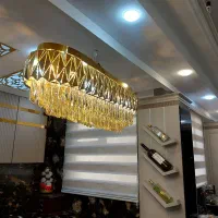 دو عدد لوستر کریستال استیل طلایی