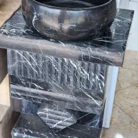 روشویی سنگی مشکی تک پایه روکار
