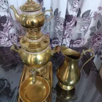 ستِ سماور ذغالی در حد نو با پارچ لگن وسینی زیر|کلکسیون اشیاء عتیقه|تهران, بهداشت|دیوار