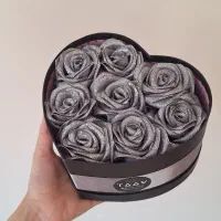 باکس قلبی نقره ای روبانی