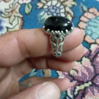 انگشتربارکاب نقره دست سازونگین سنگ شفت العبد