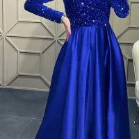 پیراهن مجلسی.جنس مخمل پولک ساتن..