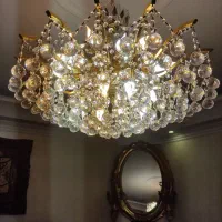 لوستر کریستالی برنجی 16 شاخه 2 عدد|لوستر و چراغ آویز|تهران, مهران (سیدخندان)|دیوار