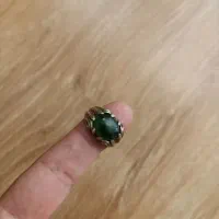 انگشتر نقره نگین سبز عقیق یا زمرد