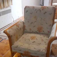 مبلمان هفت نفره رویه پارچه و بدنه چوب با کیفیت