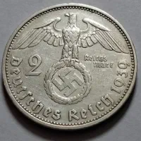 سکه نقره 2 رایش مارک آلمان نازی دوره هیتلر 1939