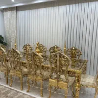 میز ناهارخوری۱۰نفره ورق طلا چوب راش