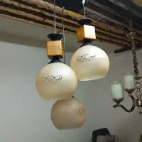 لوستر آویز چوبی  ۳ شاخه
