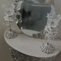 میز و آینه شمعدان نقره درحد نو