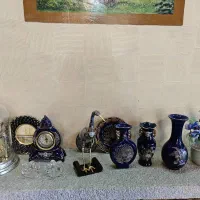 گلدان،آباژور،ساعت و مرغ مینا تزیینی