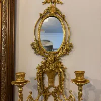 دیوار کوب تمام برنز طرح شیر دوشعله ای
