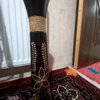 گلدون چوبی ،تراش کاری شده ،طرح گل و خوشه گندم