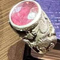 انگشتر یاقوت برمه  با تراش جواهری رکاب همتی