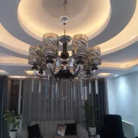 لوستر ۸ شعله برنج با سنگ طبیعی|لوستر و چراغ آویز|نظرآباد, نظرآباد|دیوار