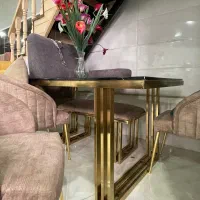 میز غذا خوری پایه فلز فورتیک ۶ نفره رنگ طلایی|میز و صندلی غذاخوری|آمل, |دیوار