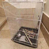 قفس پرنده کاملا سالم و بزرگ با لوازم