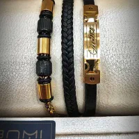 دستبند سه لاین چرم مردانه