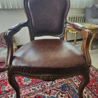 مبلمان آنتیک ۷ نفره چوب راش و چرمی|مبلمان خانگی و میز عسلی|لواسان, |دیوار