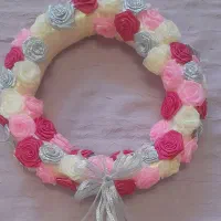 آویز گل روبانی دست‌ساز وهدیه و دکور دیوار