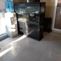 اکواریوم شیشه خم با کمد و کلیه لوازم