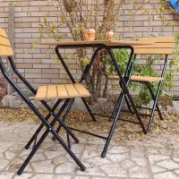 میز و صندلی لولهای چوب و فلز