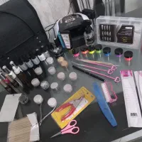 وسایل کامل کاشت ناخن به همراه وسایل طراحی و کیف