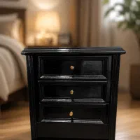 پاتختی چوبی مشکی با چوب مرغوب، سالم و تمیز