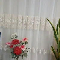 سه عددپرده حریر با گلهای خامه دوزی شده در لاهیجان|پرده، رانر، رومیزی|لاهیجان, امیرشهید|دیوار