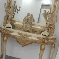 ست آینه کنسول و شمدان چوب سالم