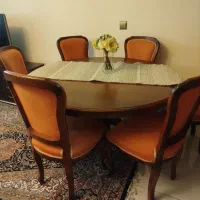 میز نهار خوری ۶ نفره استیل فرانسوی با صندلی