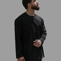 فروش پیراهن مشکی مردانه سرشانه زیپ ارسال رایگان