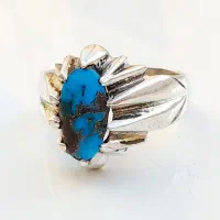 انگشتر نقره فیروزه نیشابوری دستساز