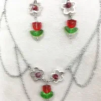 ست اکسسوری دست ساز لاله قرمز