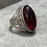 انگشتر نقره بادامی عقیق نگین درشت