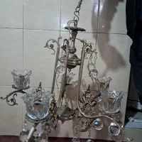 ۱عدد لوستر ۵شاخه اب طلا و یک جفت دیوار کوب ست|لوستر و چراغ آویز|ری, شهادت|دیوار
