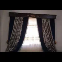 پرده حریر با شال پرده و میل پرده