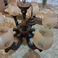 لوستر  ۶ شعله چوبی