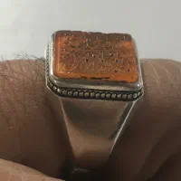 انگشتر خط سوره توحید،یمن تراش دار ،تسبیح کشکول
