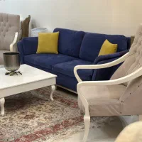 کاناپه آبی رنگ به همراه دو عدد کوسن|مبلمان خانگی و میز عسلی|تهران, جردن|دیوار