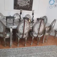 مبل سلطنتی کامل نقره ای باروکش باناهاخوری 9نفره