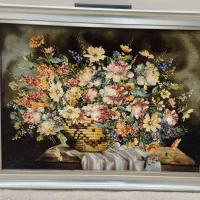 تابلو فرش دستبافت گل ابریشم