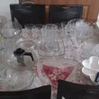 سرویس کریستال فرانسه ظروف پیرکس گلدون همه درحدنو