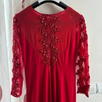 لباس مجلسی کار شده رنگ قرمز شامپاینی|لباس|قدس, شهرقدس|دیوار