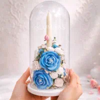 شمع گل جاودان شیشه ای