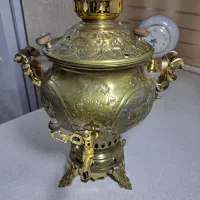 سماور برنزی برنجی قلم کاری شده ذغالی