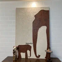 تابلو مدرن برجسته و بافتدار دو فیل